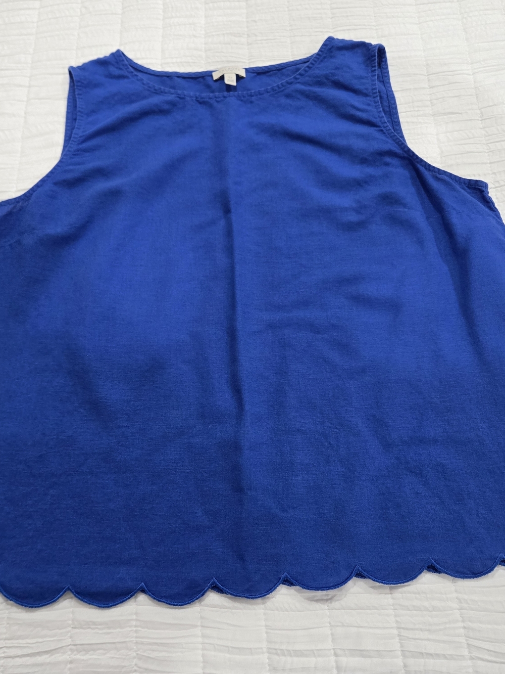 Talbots Royal Blue Scalloped Hem Sleeveless Top